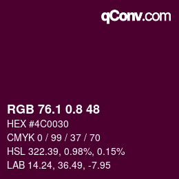 カラーコード: RGB 76.1 0.8 48 | qconv.com