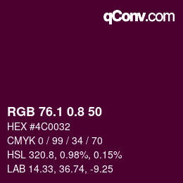 カラーコード: RGB 76.1 0.8 50 | qconv.com