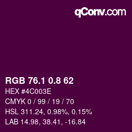 カラーコード: RGB 76.1 0.8 62 | qconv.com