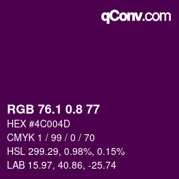 カラーコード: RGB 76.1 0.8 77 | qconv.com