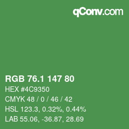 カラーコード: RGB 76.1 147 80 | qconv.com