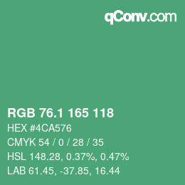 カラーコード: RGB 76.1 165 118 | qconv.com