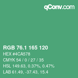 カラーコード: RGB 76.1 165 120 | qconv.com