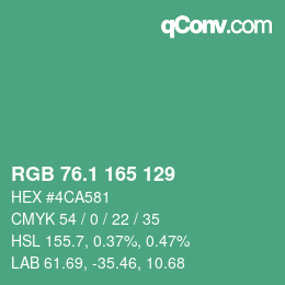 カラーコード: RGB 76.1 165 129 | qconv.com