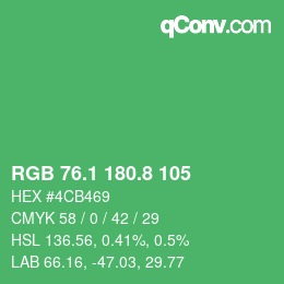 カラーコード: RGB 76.1 180.8 105 | qconv.com