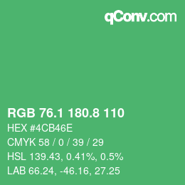 カラーコード: RGB 76.1 180.8 110 | qconv.com
