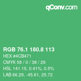 カラーコード: RGB 76.1 180.8 113 | qconv.com