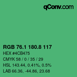 カラーコード: RGB 76.1 180.8 117 | qconv.com