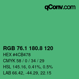 カラーコード: RGB 76.1 180.8 120 | qconv.com