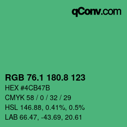カラーコード: RGB 76.1 180.8 123 | qconv.com