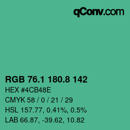 カラーコード: RGB 76.1 180.8 142 | qconv.com