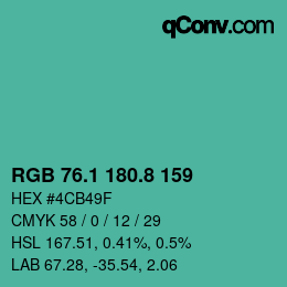 Farbcode: RGB 76.1 180.8 159 | qconv.com
