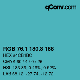 カラーコード: RGB 76.1 180.8 188 | qconv.com