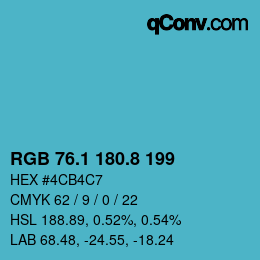 カラーコード: RGB 76.1 180.8 199 | qconv.com