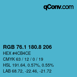 カラーコード: RGB 76.1 180.8 206 | qconv.com