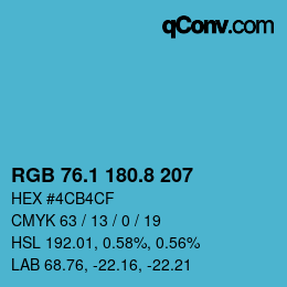 カラーコード: RGB 76.1 180.8 207 | qconv.com
