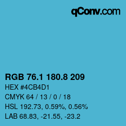Color code: RGB 76.1 180.8 209 | qconv.com