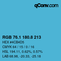 カラーコード: RGB 76.1 180.8 213 | qconv.com