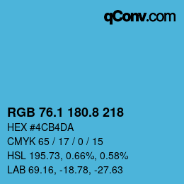 カラーコード: RGB 76.1 180.8 218 | qconv.com