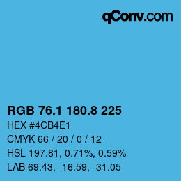 Color code: RGB 76.1 180.8 225 | qconv.com