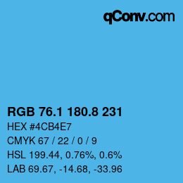 Color code: RGB 76.1 180.8 231 | qconv.com