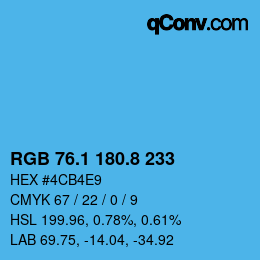 カラーコード: RGB 76.1 180.8 233 | qconv.com