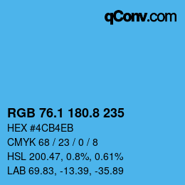 Color code: RGB 76.1 180.8 235 | qconv.com