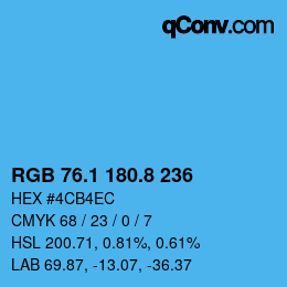 Color code: RGB 76.1 180.8 236 | qconv.com
