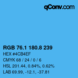 カラーコード: RGB 76.1 180.8 239 | qconv.com