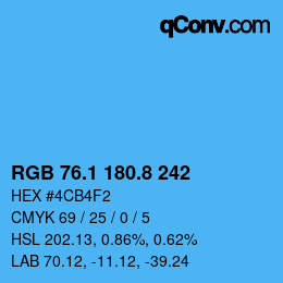 カラーコード: RGB 76.1 180.8 242 | qconv.com