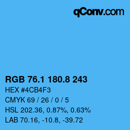 カラーコード: RGB 76.1 180.8 243 | qconv.com