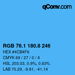 カラーコード: RGB 76.1 180.8 246 | qconv.com