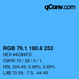 カラーコード: RGB 76.1 180.8 253 | qconv.com