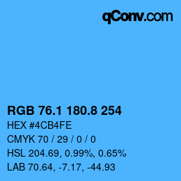 カラーコード: RGB 76.1 180.8 254 | qconv.com