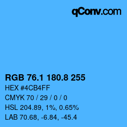 Color code: RGB 76.1 180.8 255 | qconv.com