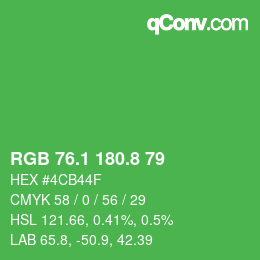 カラーコード: RGB 76.1 180.8 79 | qconv.com