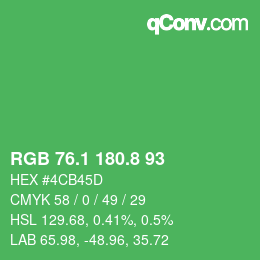 カラーコード: RGB 76.1 180.8 93 | qconv.com