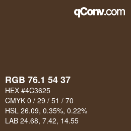 Color code: RGB 76.1 54 37 | qconv.com