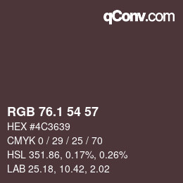 カラーコード: RGB 76.1 54 57 | qconv.com