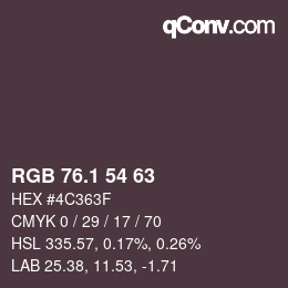 カラーコード: RGB 76.1 54 63 | qconv.com