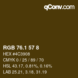 カラーコード: RGB 76.1 57 8 | qconv.com