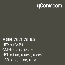 カラーコード: RGB 76.1 75 65 | qconv.com