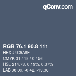 Color code: RGB 76.1 90.8 111 | qconv.com