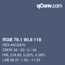 Farbcode: RGB 76.1 90.8 118 | qconv.com