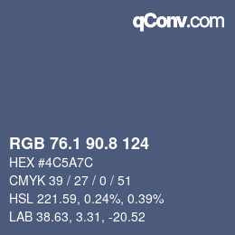 カラーコード: RGB 76.1 90.8 124 | qconv.com