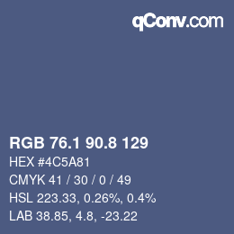 カラーコード: RGB 76.1 90.8 129 | qconv.com