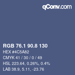 カラーコード: RGB 76.1 90.8 130 | qconv.com