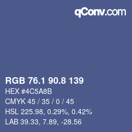 カラーコード: RGB 76.1 90.8 139 | qconv.com