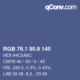 Color code: RGB 76.1 90.8 140 | qconv.com