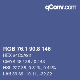 カラーコード: RGB 76.1 90.8 146 | qconv.com